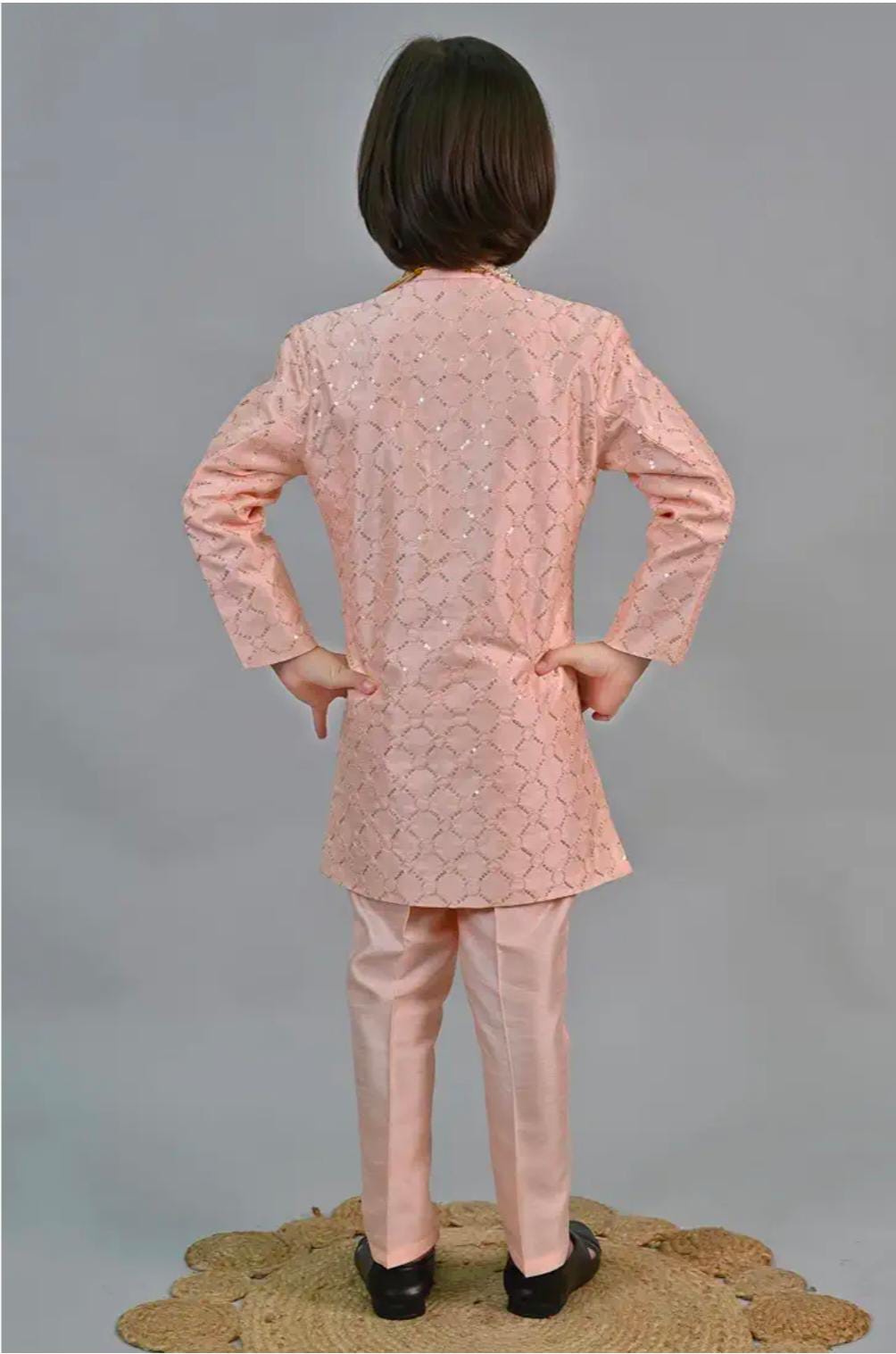 Kids Ethnic Sequin Embellished Indo-Western Kurta and Trouser Set for Boys in Berlin