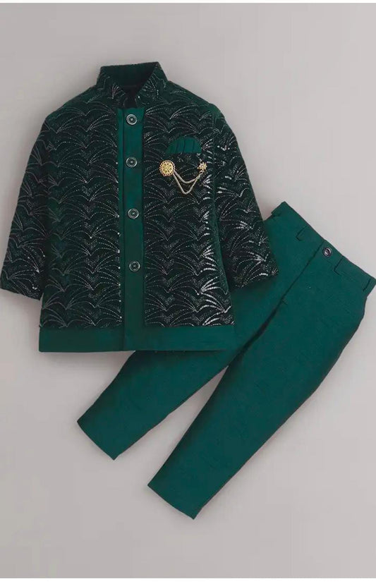 Kids Sequin Embellished Work, Velvet Sherwani Set in Germany