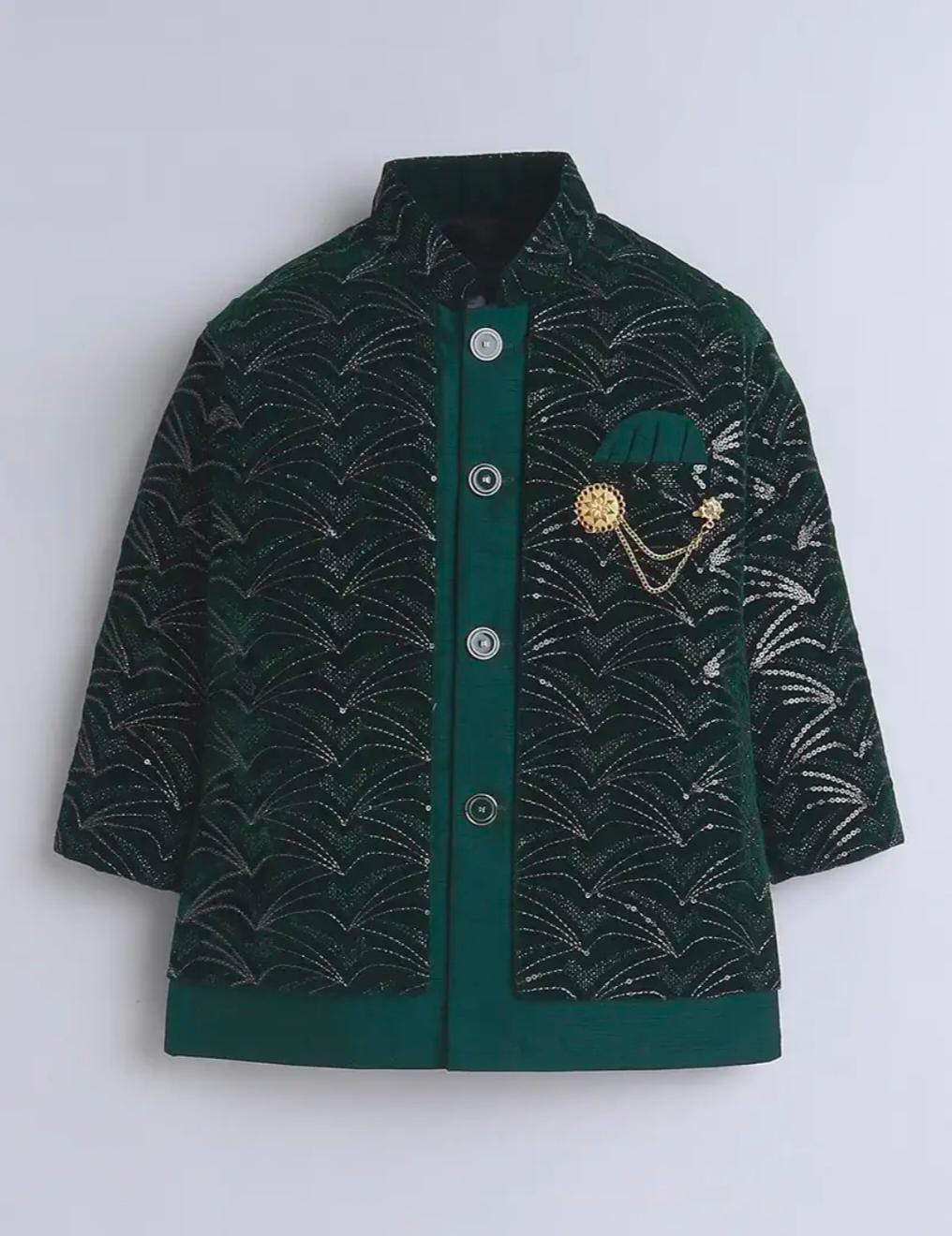 Kids Sequin Embellished Work, Velvet Sherwani Set in Germany