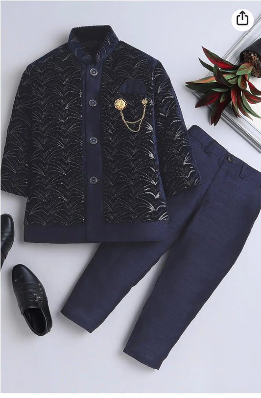 Boy's Velvet  Sequin Embellished Work, Velvet Sherwani Set in Germany