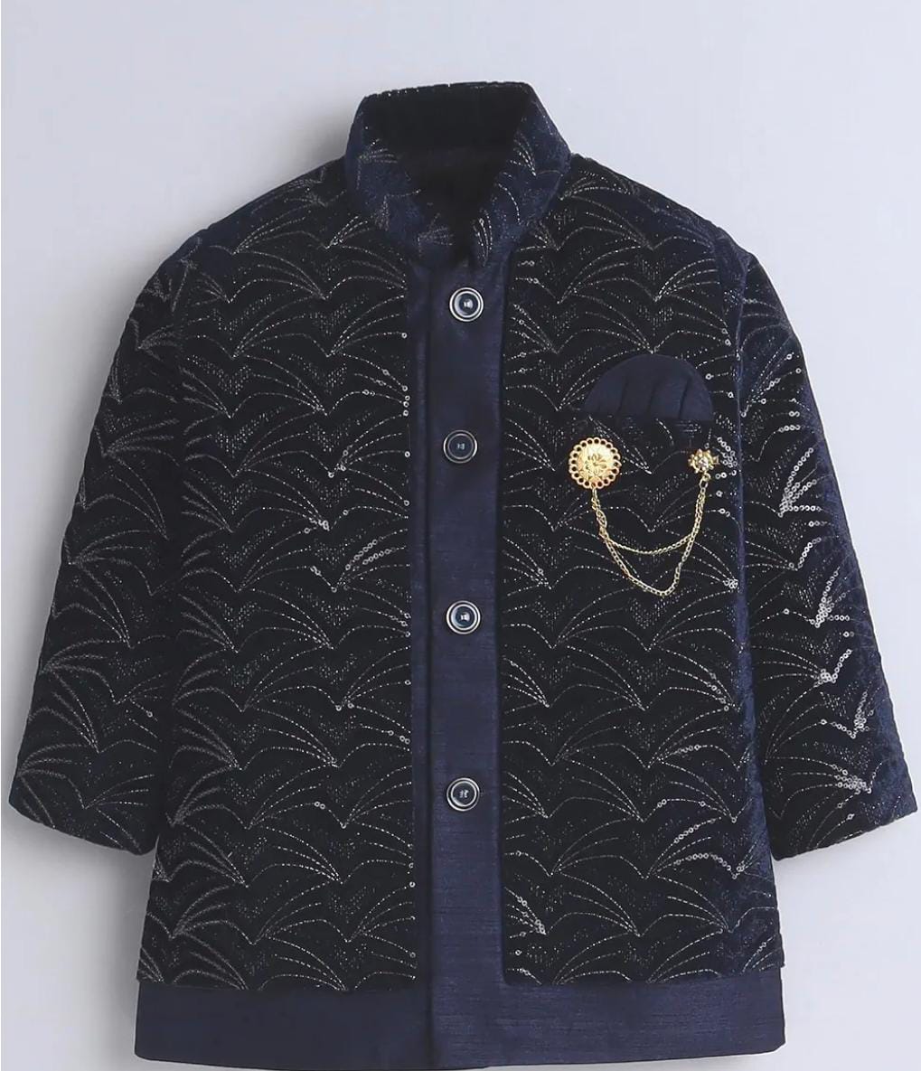 Boy's Velvet  Sequin Embellished Work, Velvet Sherwani Set in Germany