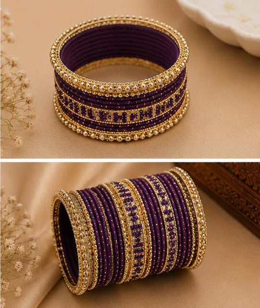 Traditional South Asian style stacked bangle set - Neha Couture Indian Fashion
