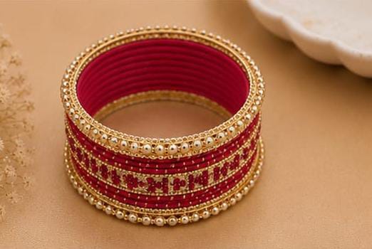 Traditional South Asian style stacked bangle set in Germany
