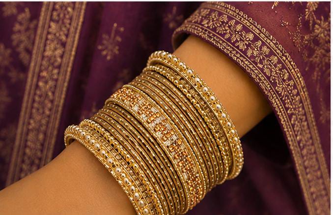 Traditional South Asian style stacked bangle set in Germany