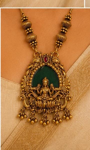 Antique Gold Lakshmi Temple Pendant Necklace in Germany
