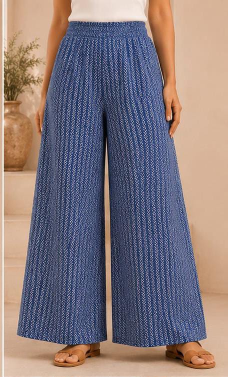 Women's blue patterned wide-leg palazzo pants In Germany
