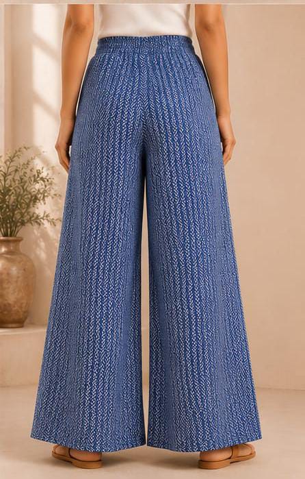 Women's blue patterned wide-leg palazzo pants In Germany