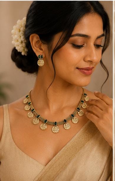 Traditional South Indian Kasu Mala Jewelery Set in Germany