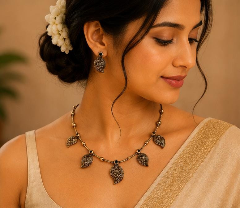 Elegant Indian Ethnic Styling with Antique Mango Motif Jewelry Set in Germany