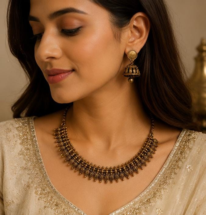 Elegant Traditional Indian Antique Gold Jewelry Set in Germany
