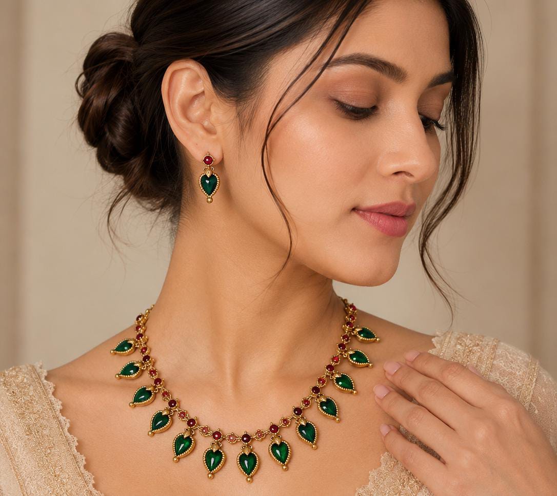 Traditional Kerala Palakka Necklace Set in Germany