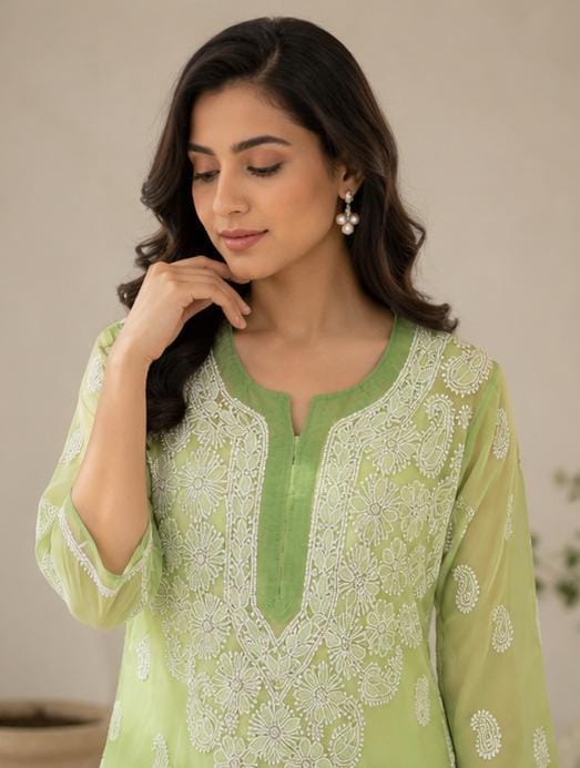 Elegant Light Green Embroidered Kurta  without inner in Berlin