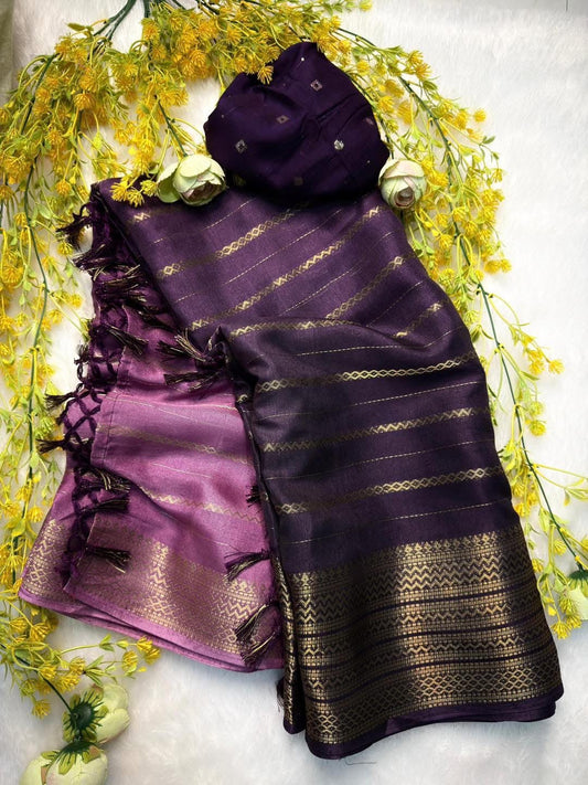 Deep Violet Premium jacquard Dola Silk Saree in Germany