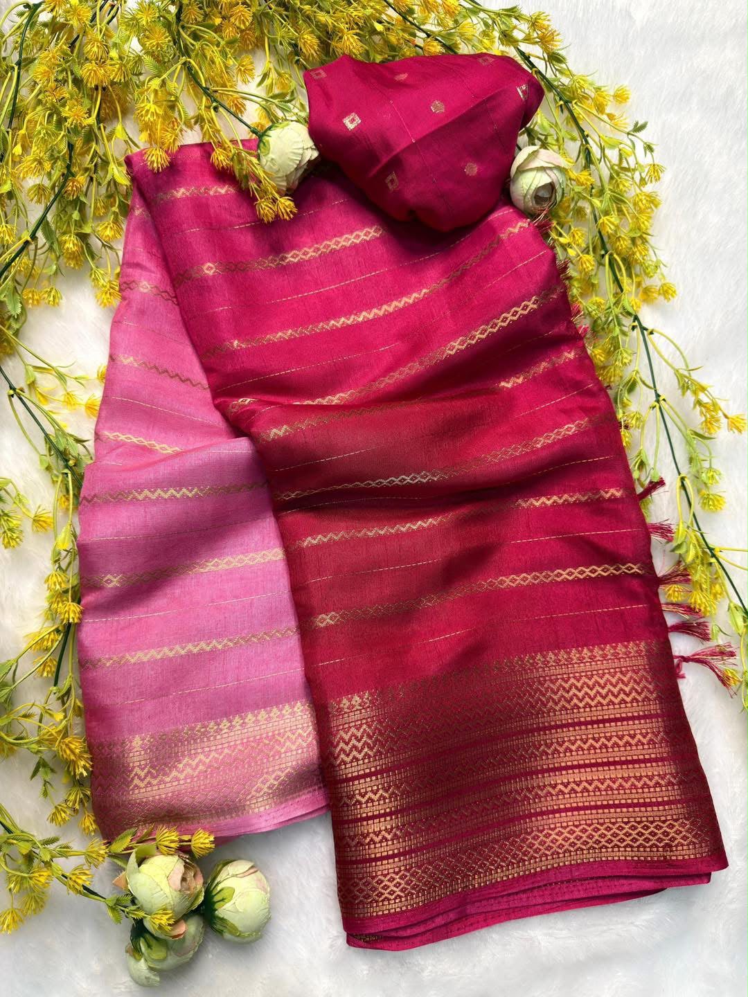 Pink Premium jacquard Dola Silk Saree in Germany