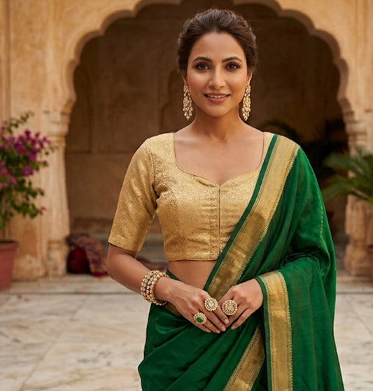 Golden Elegance Brocade Saree Blouse in Germany