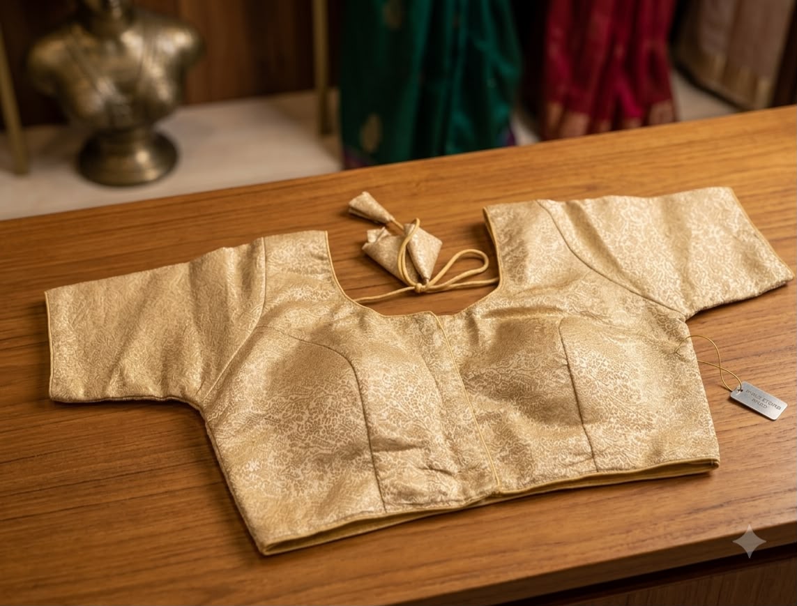 Golden Elegance Brocade Saree Blouse in Germany