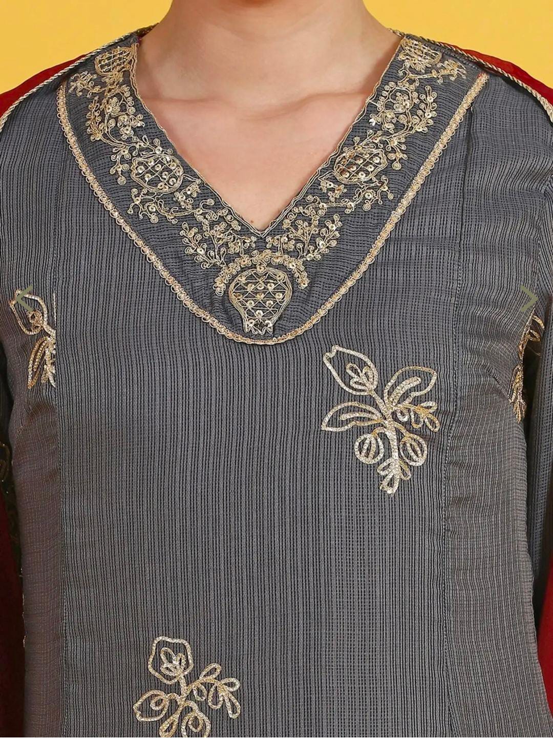 Women's Grey and Maroon Traditional Embroidered Salwar Kameez Suit in berlin