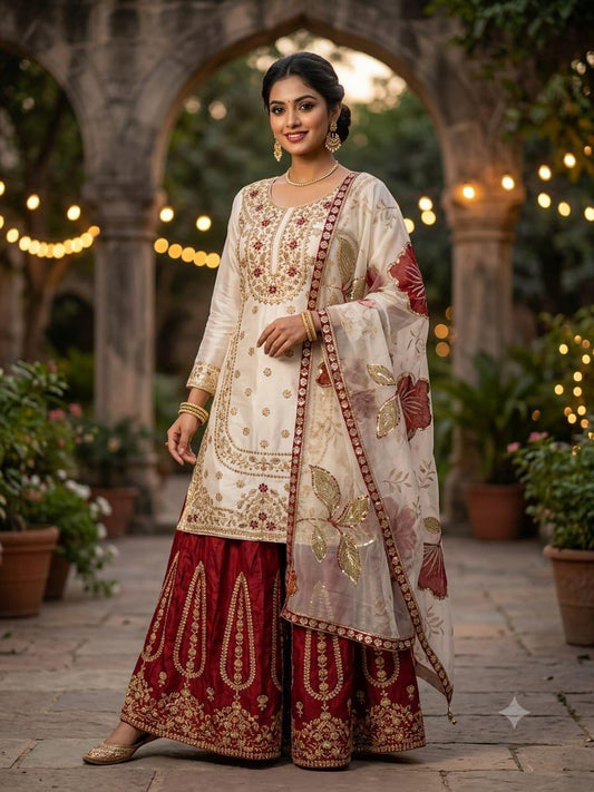 Pure GMY SILK With Heavy Embroidery Sequence Work Suit in Germany