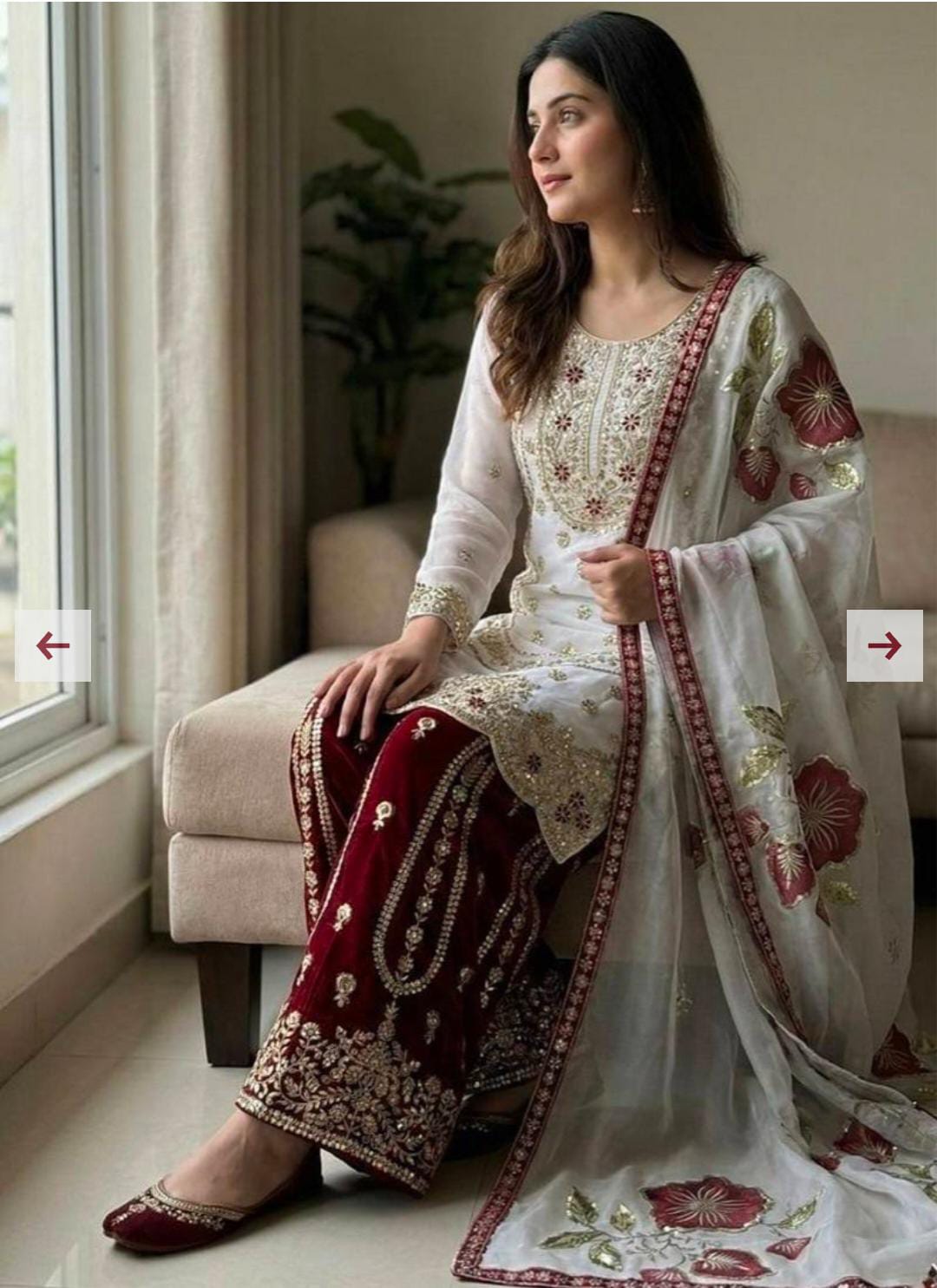 Pure GMY SILK With Heavy Embroidery Sequence Work Suit in Germany