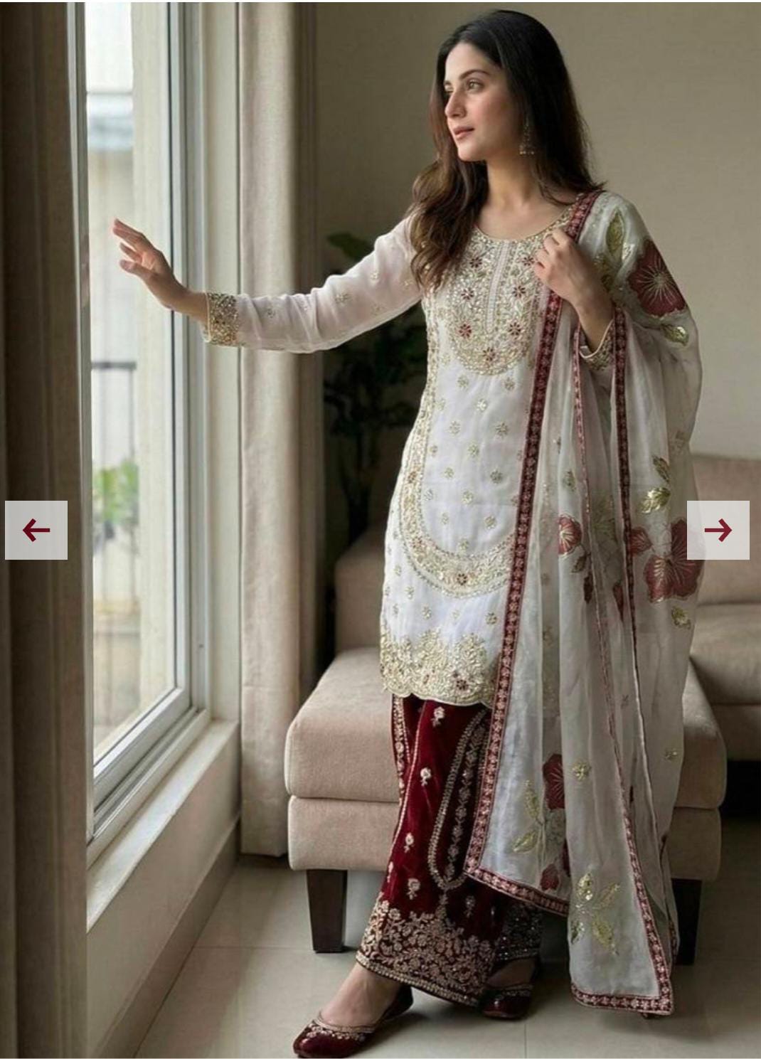 Pure GMY SILK With Heavy Embroidery Sequence Work Suit in Germany
