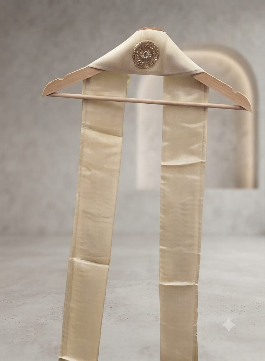 Beige Silk Embroidered Kurta Set with Straight Pants in Berlin