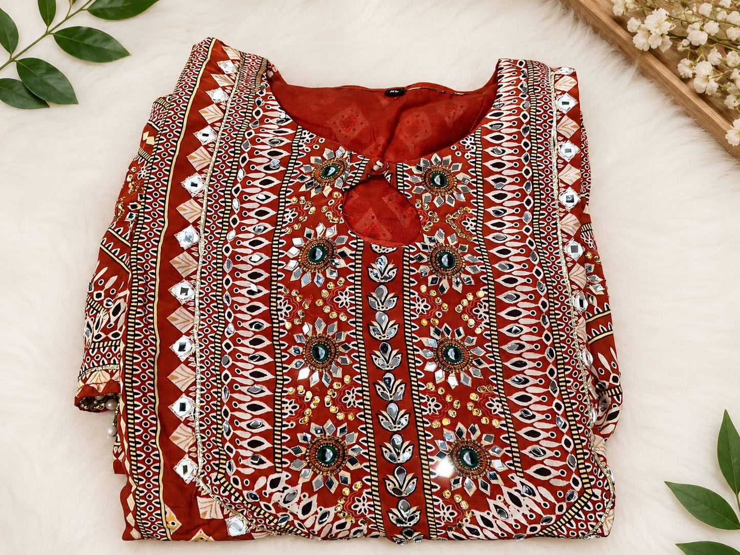 Rust Orange Embroidered Georgette Sharara Suit Set in Germany