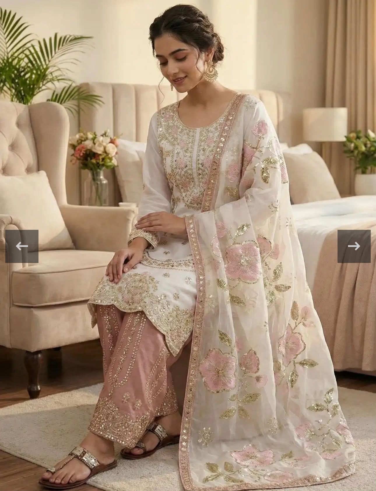 Pure GMY SILK With Heavy Embroidery Sequence Work Suit in Germany