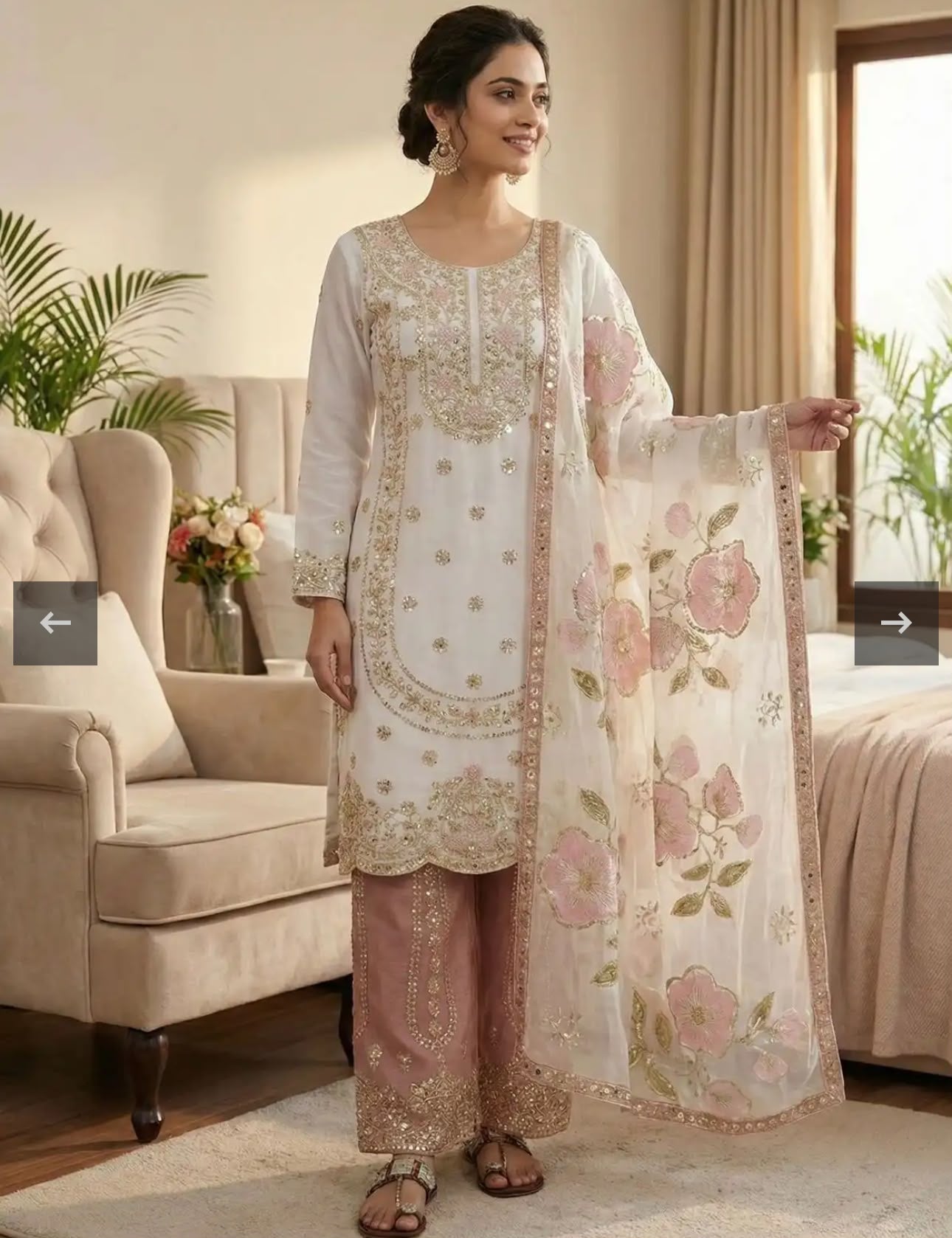 Pure GMY SILK With Heavy Embroidery Sequence Work Suit in Germany
