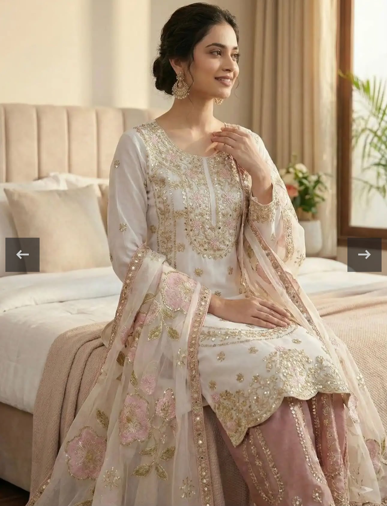Pure GMY SILK With Heavy Embroidery Sequence Work Suit in Germany