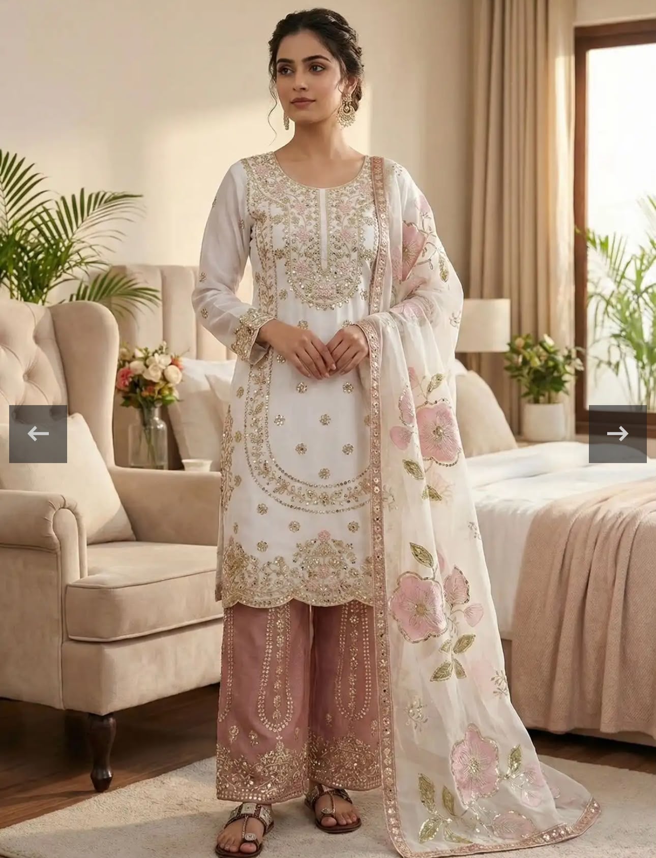 Pure GMY SILK With Heavy Embroidery Sequence Work Suit in Germany