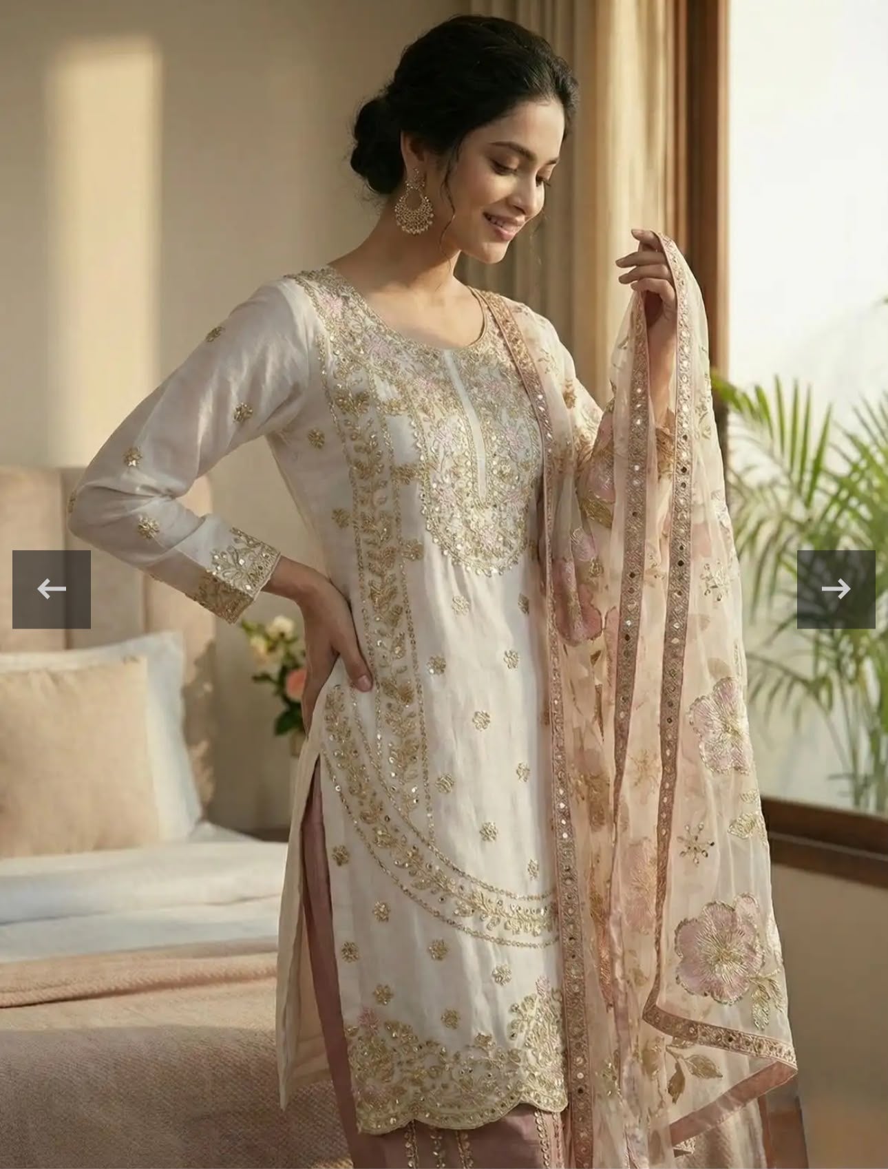 Pure GMY SILK With Heavy Embroidery Sequence Work Suit in Germany