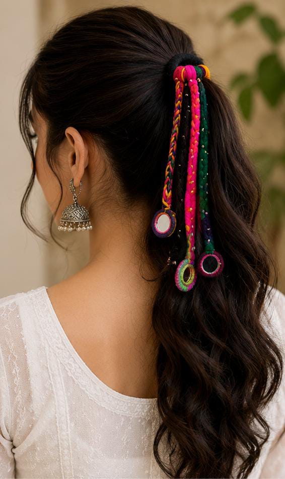 Handmade Boho Hair Strings / Festive Multicolored Braided Paranda Extension in Germany