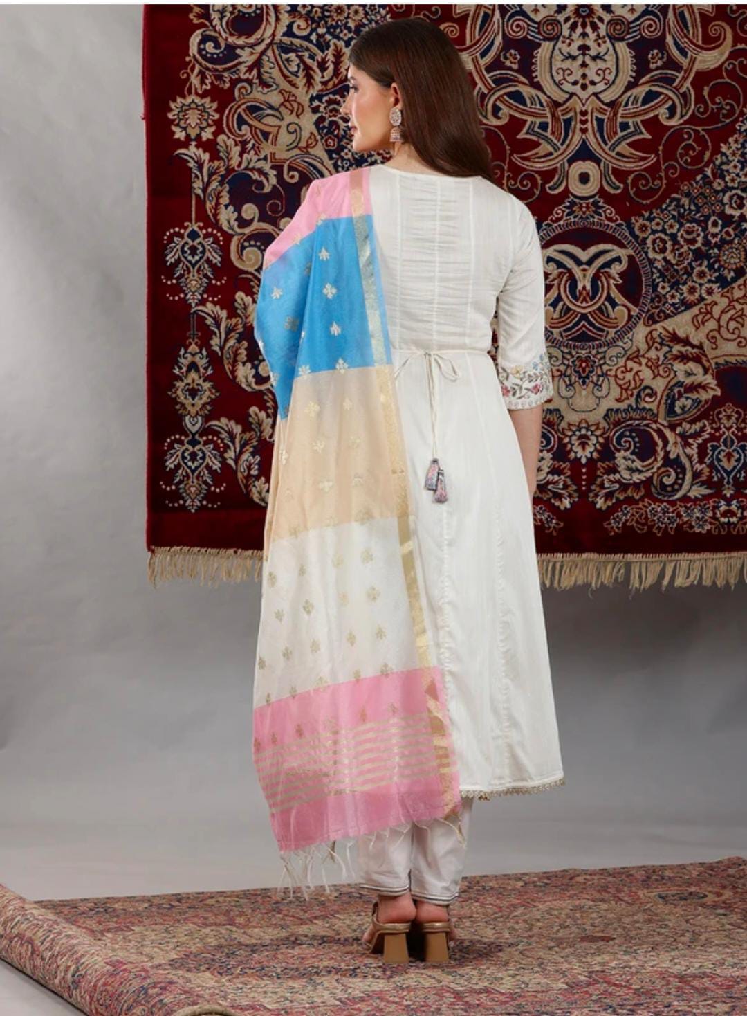Women Viscose Rayon Kurta Pant Attached Dupatta Set in Germany