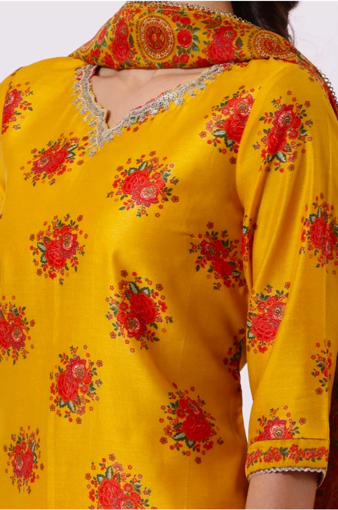 Women Polyester Kurta Pant Dupatta Set in Germany