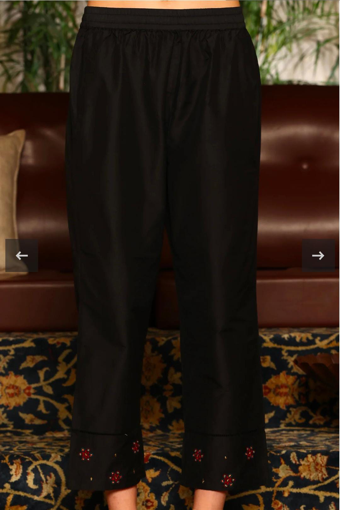 Black Multi-Coloured Patch Printed Metallic Embroidered A-Line Kurta, Pants And Dupatta Set in Germany
