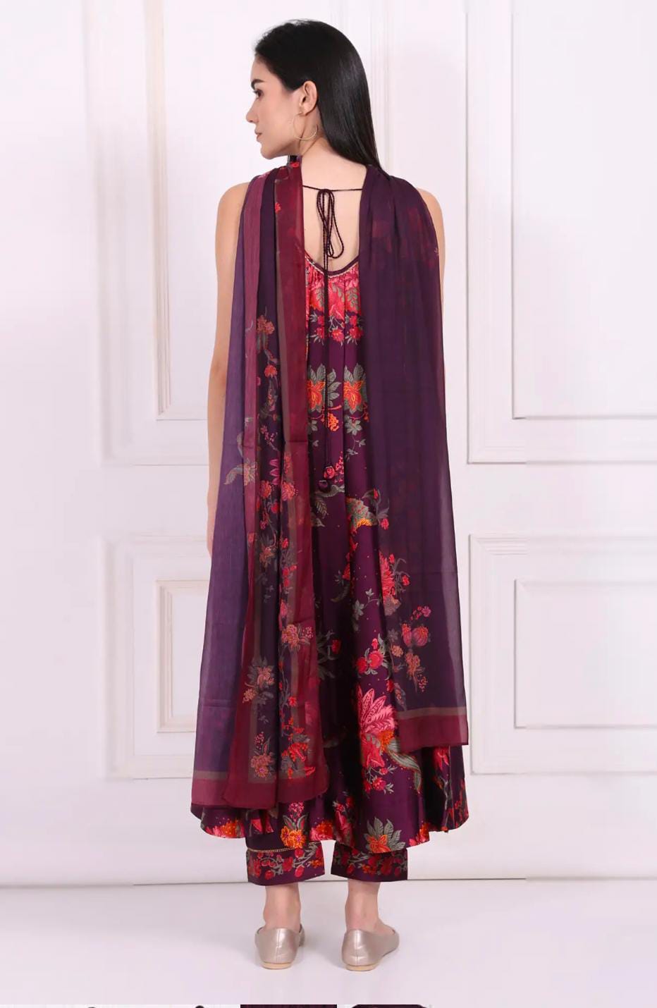 Purple Satin Floral Suit Set in Germany
