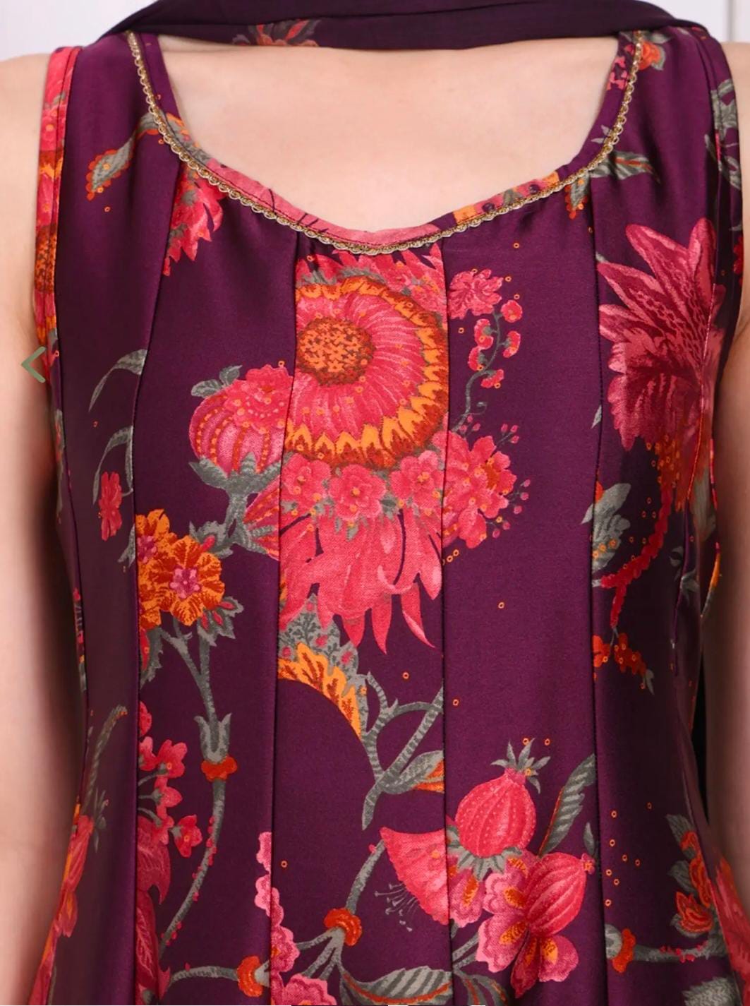 Purple Satin Floral Suit Set in Germany