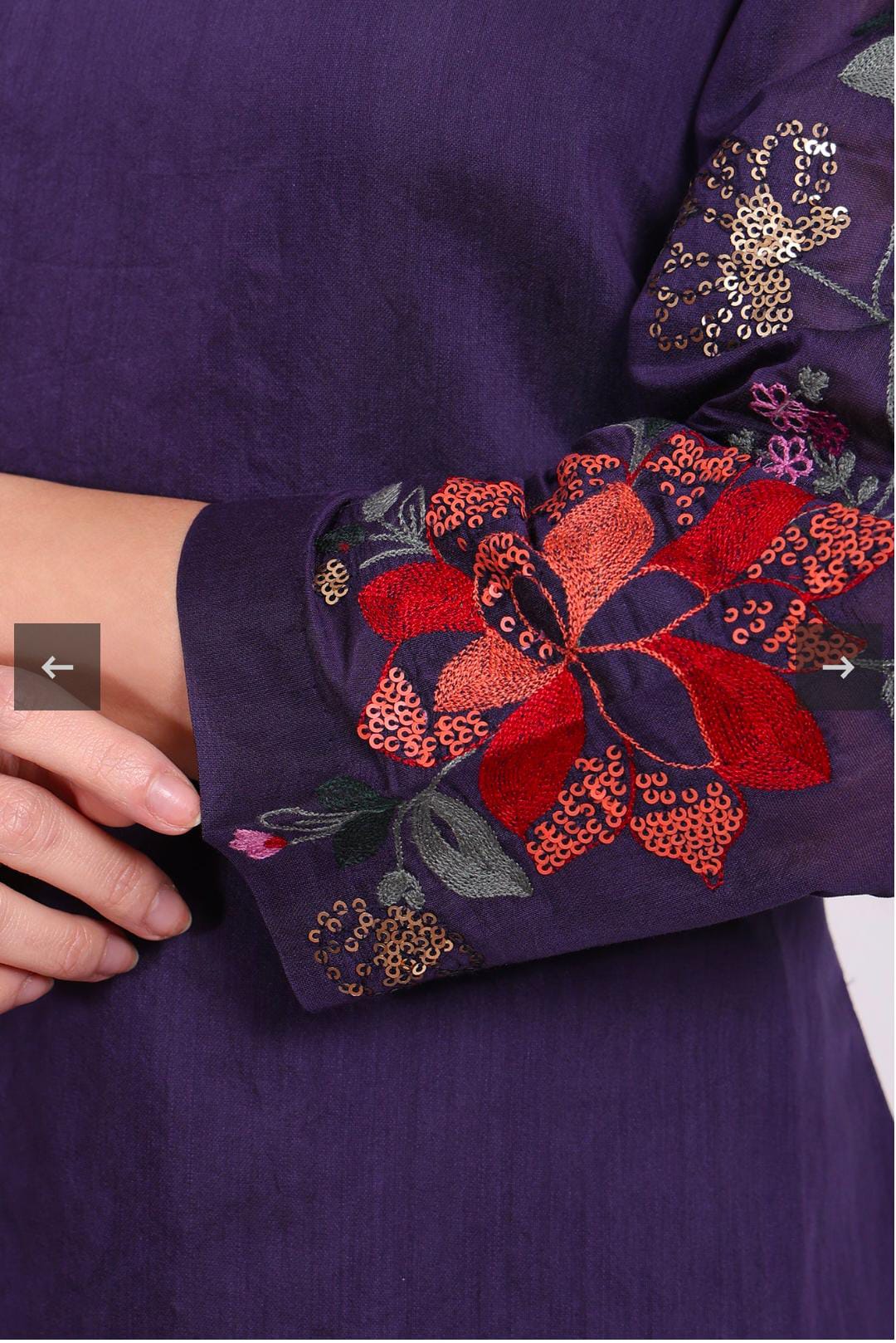 Purple Embroidered Straight Kurta with Straight Pant and Dupatta Set in Germany