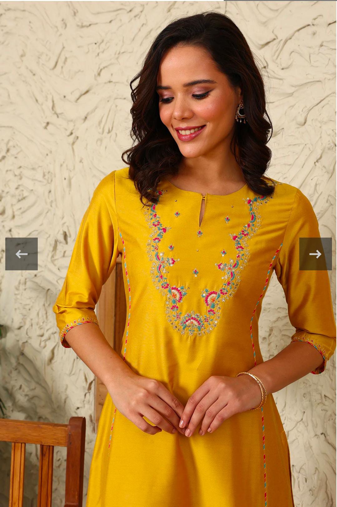Yellow Solid Dori Embroidered Festive Straight Kurta with Pant in Berlin