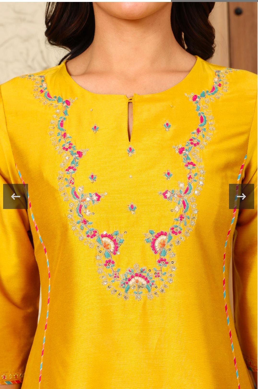 Yellow Solid Dori Embroidered Festive Straight Kurta with Pant in Berlin
