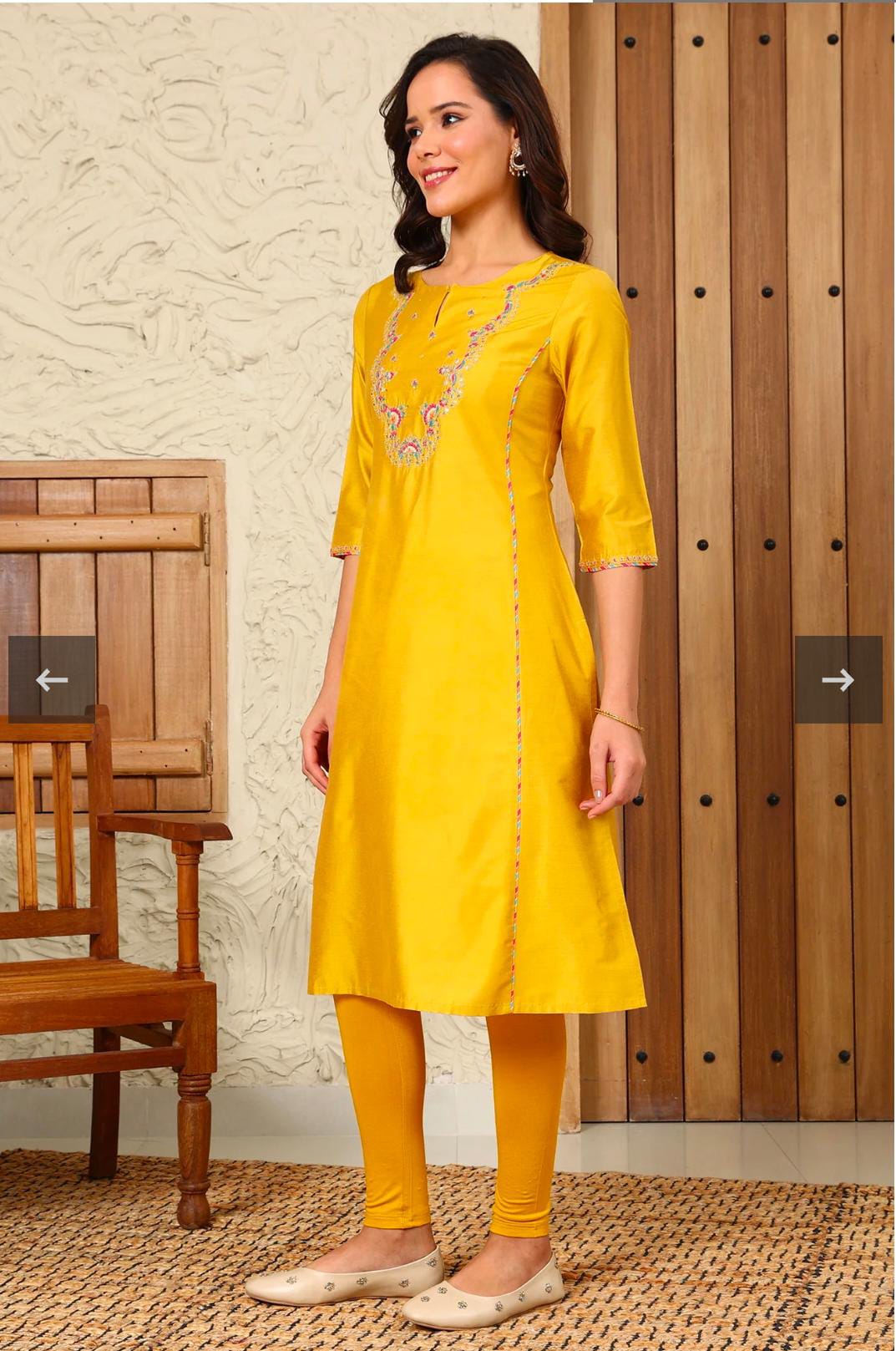 Yellow Solid Dori Embroidered Festive Straight Kurta with Pant in Berlin