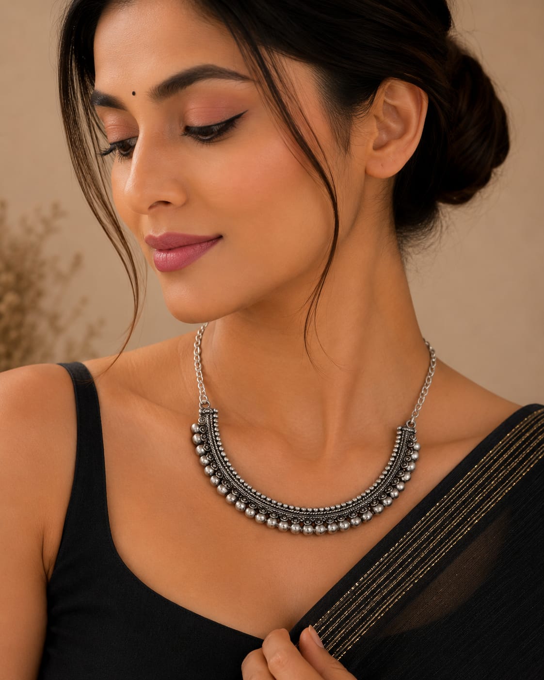 Traditional Oxidized Silver Choker Necklace in Germany