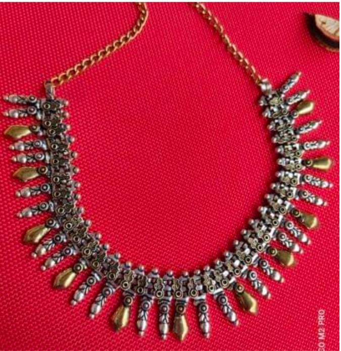 Boho-Chic Dual-Tone Oxidized Tribal Collar Necklace in Germany