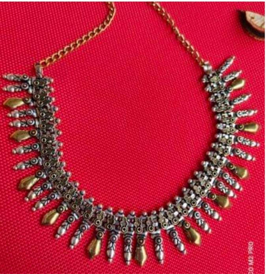 Boho-Chic Dual-Tone Oxidized Tribal Collar Necklace in Germany
