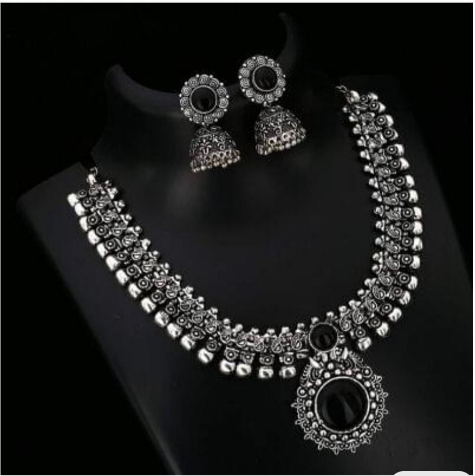 Black Gemstone Pendant Oxidised Necklace in Germany