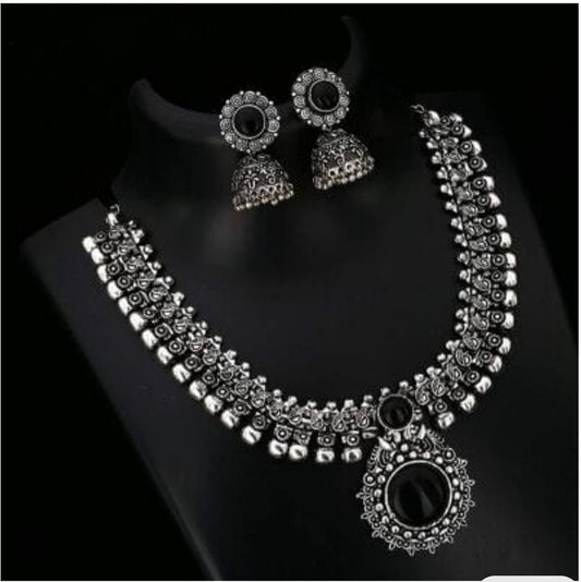 Black Gemstone Pendant Oxidised Necklace in Germany