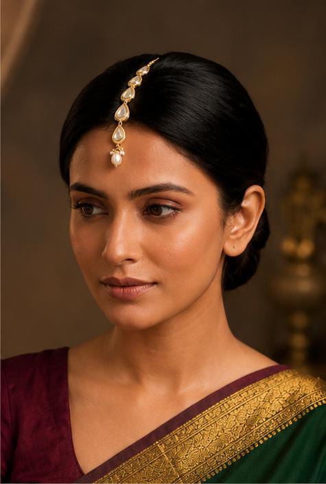 Traditional Gold-Plated Kundan Teardrop Maang Tikka in Germany
