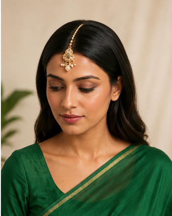Gold Plated Pearl Studded Maang Tikka in Germany