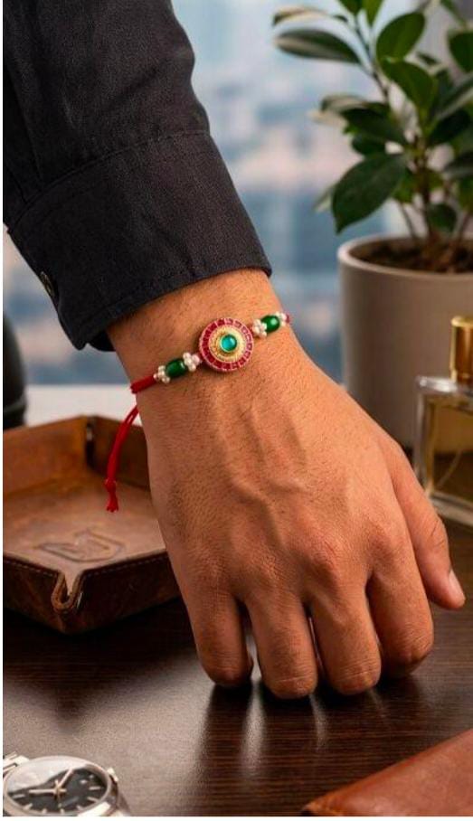 Traditional Meenakari and Stone-Studded Rakhi in Germany