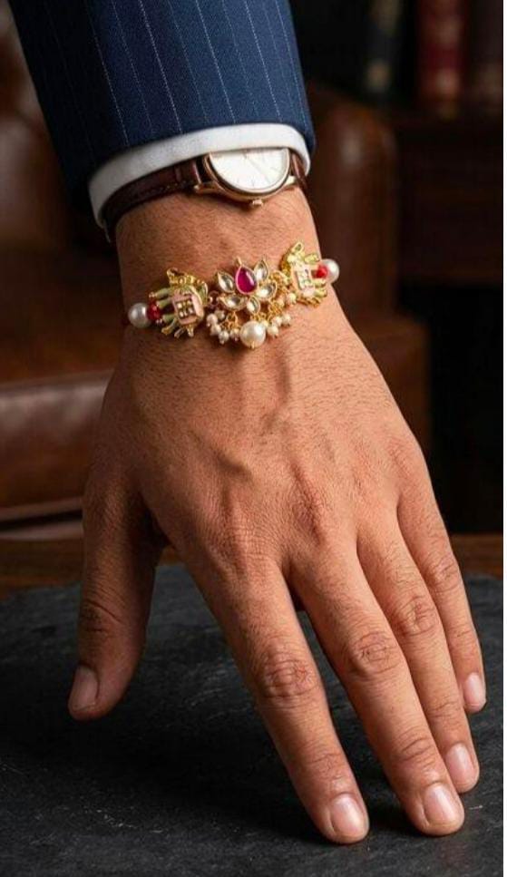 Royal Jadau Kundan Elephant Rakhi in Germany